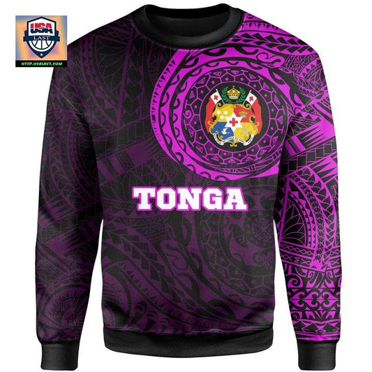 Tonga In My Heart Tattoo Style Sweater Pink Knitted Long-Sleeved Sweater A7 ? Usalast