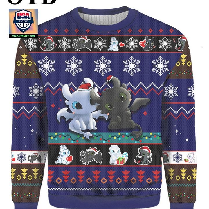 Toothless And Light Fury From How To Train Your Dragon Christmas Ugly 3D Sweater ? Usalast