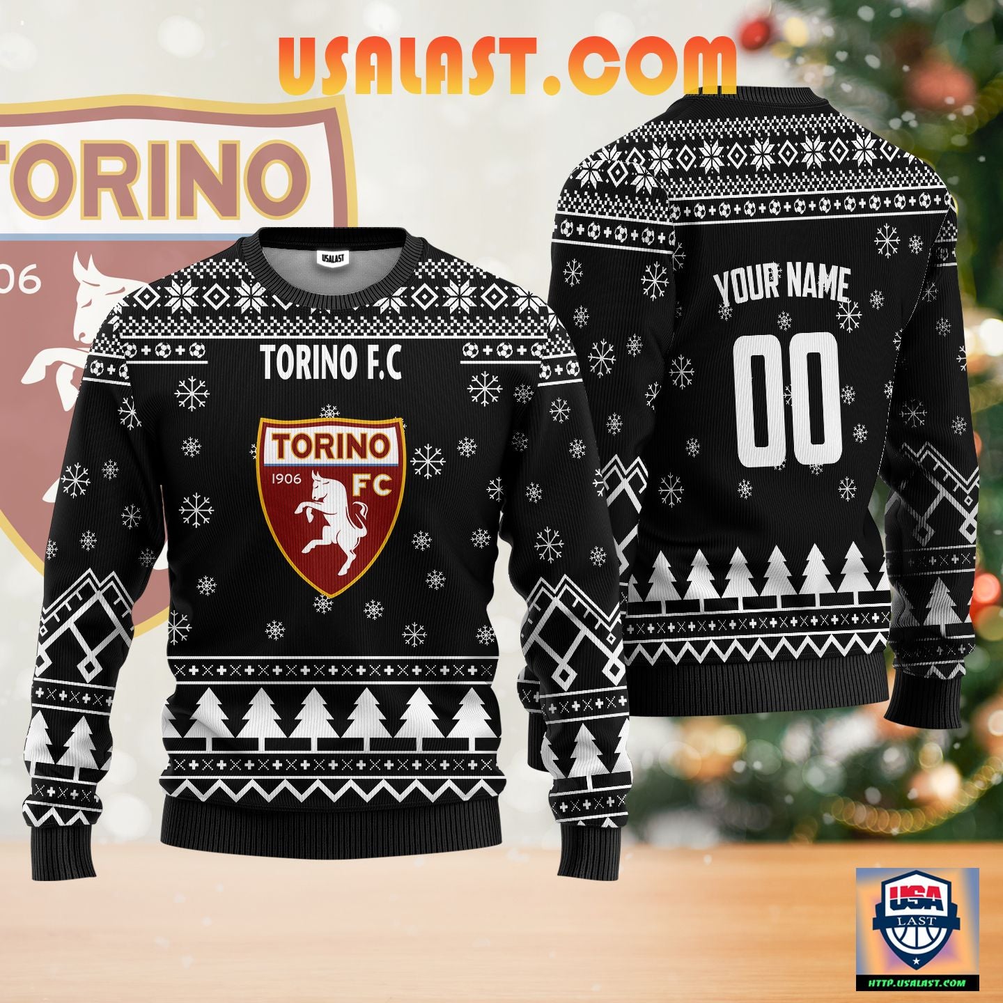 Torino FC Personalized Ugly Christmas Sweater Black Version ? Usalast