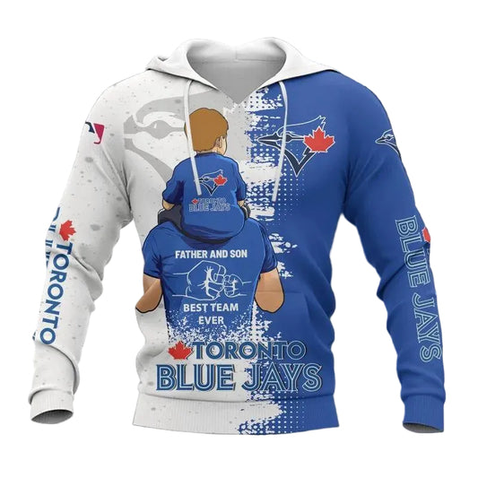 Toronto Blue Jays Dad And Son MLB All Over Print Hoodie -Moonbestprint