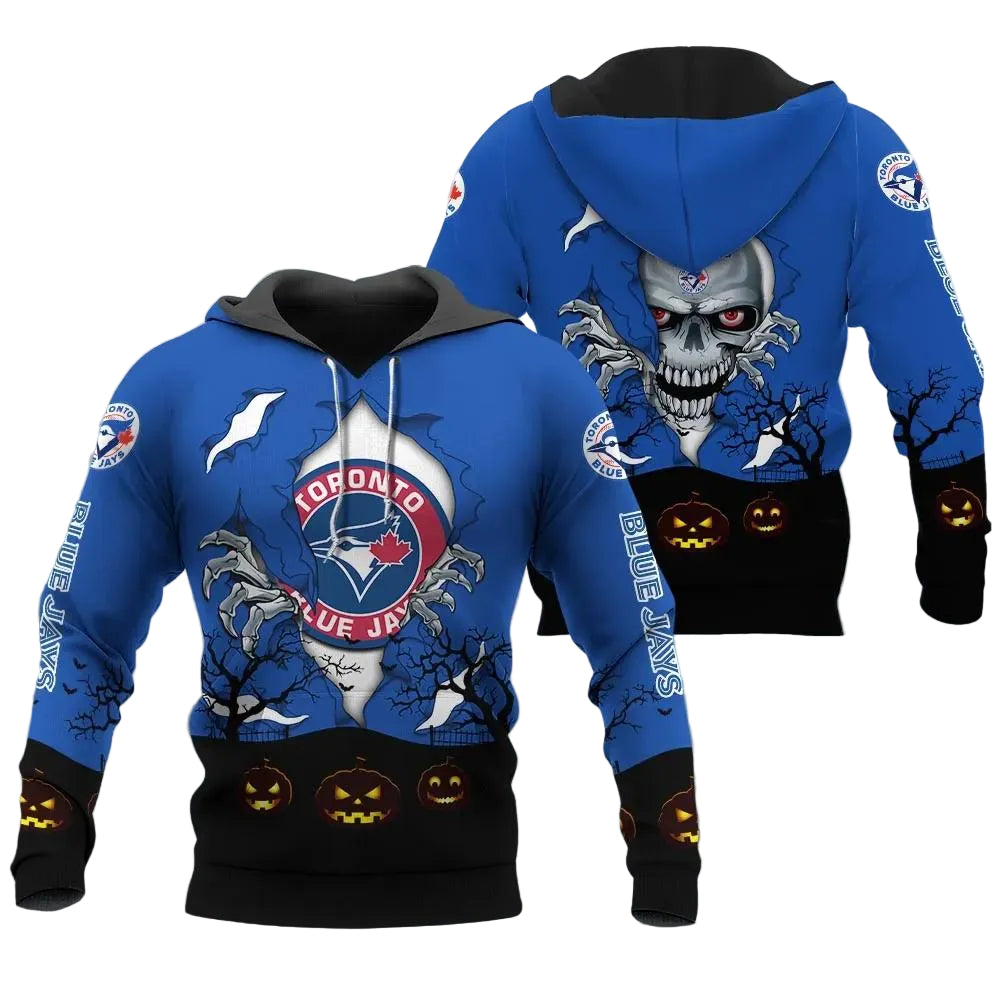 Toronto Blue Jays Halloween 3D MLB All Over Print Hoodie -Moonbestprint