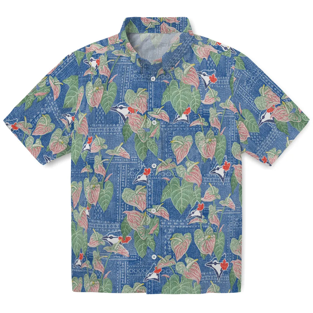 Toronto Blue Jays Hawaiian Shirt - Anthurium Overlay | Moonbestprint