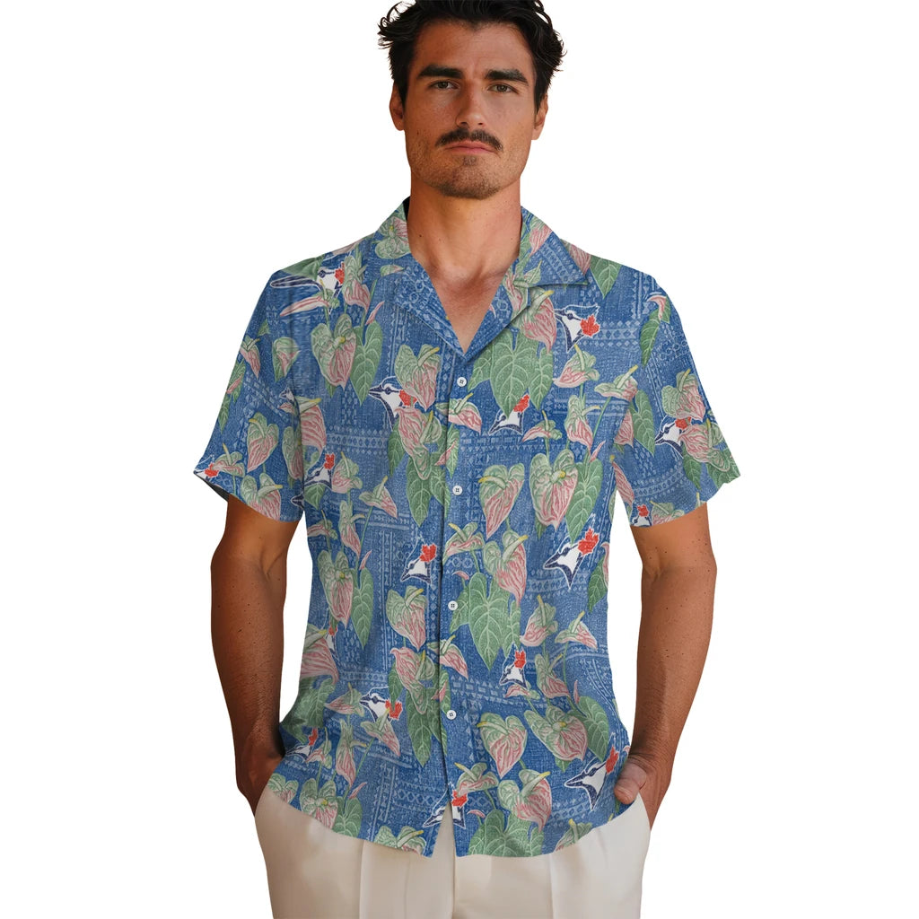 Toronto Blue Jays Hawaiian Shirt - Anthurium Overlay | Moonbestprint