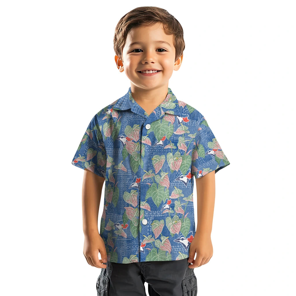 Toronto Blue Jays Hawaiian Shirt - Anthurium Overlay | Moonbestprint