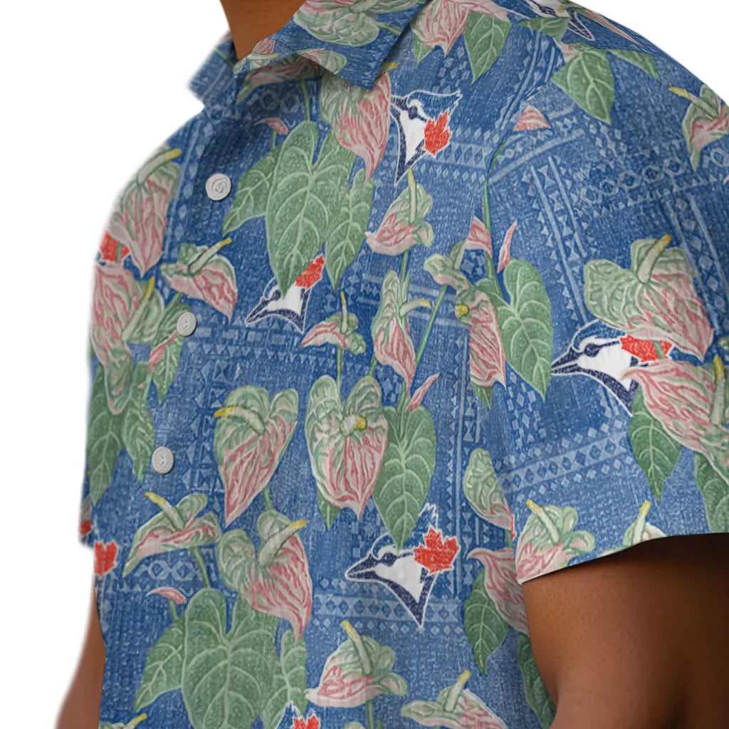 Toronto Blue Jays Hawaiian Shirt - Anthurium Overlay | Moonbestprint
