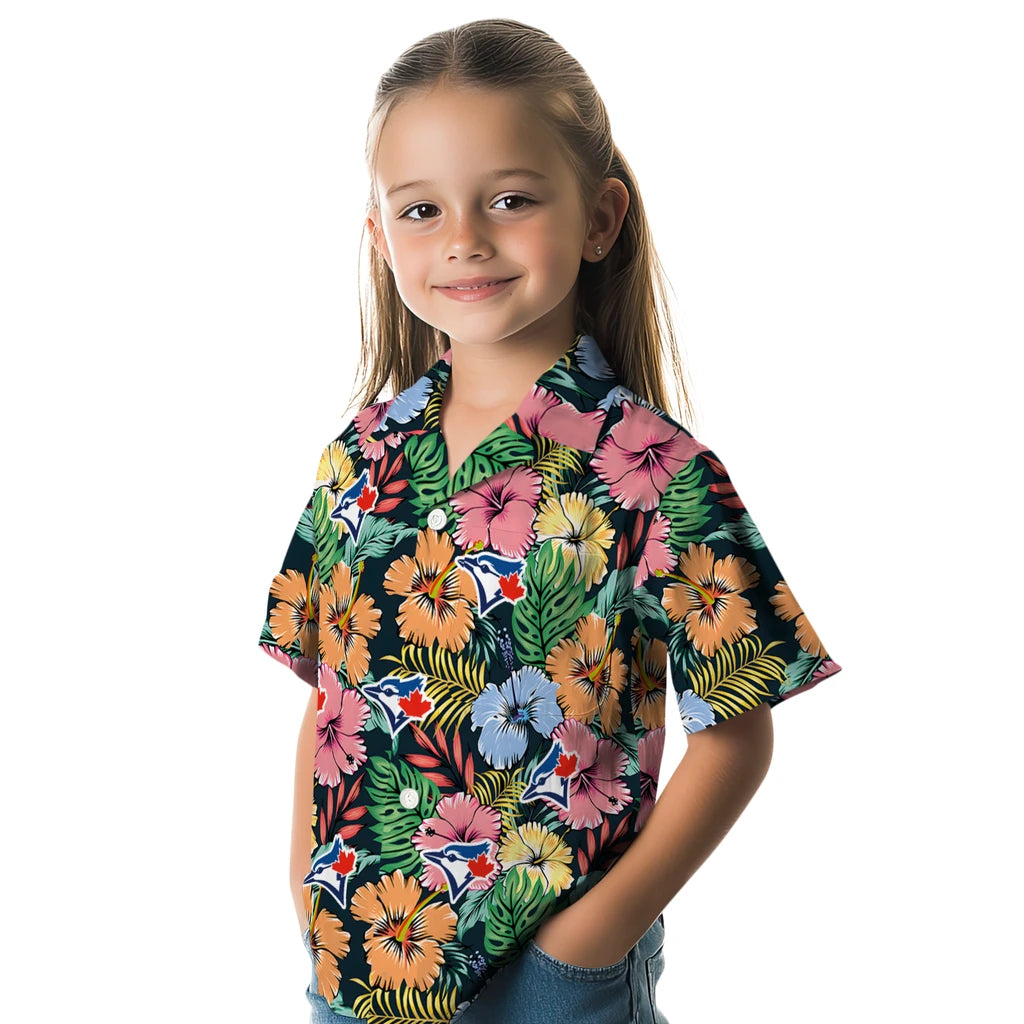 Toronto Blue Jays Hawaiian Shirt - Brilliant Hibiscus Garden | Moonbestprint