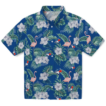 Toronto Blue Jays Hawaiian Shirt - Flamingo and Hibiscus | Moonbestprint
