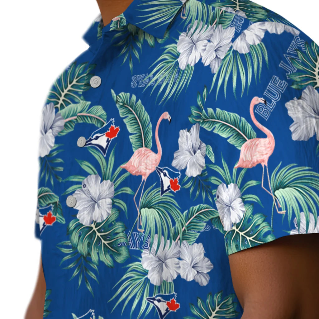 Toronto Blue Jays Hawaiian Shirt - Flamingo and Hibiscus | Moonbestprint