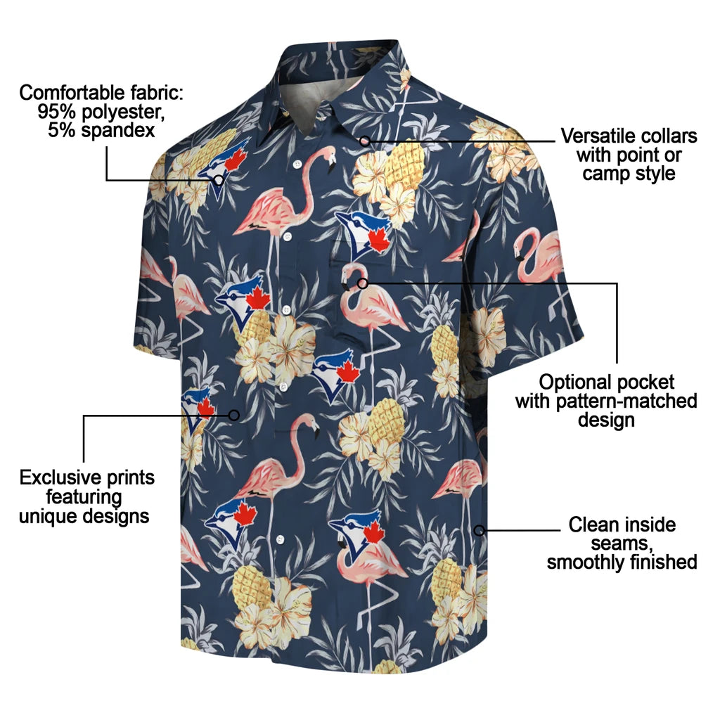 Toronto Blue Jays Hawaiian Shirt - Flamingo Hibiscus | Moonbestprint