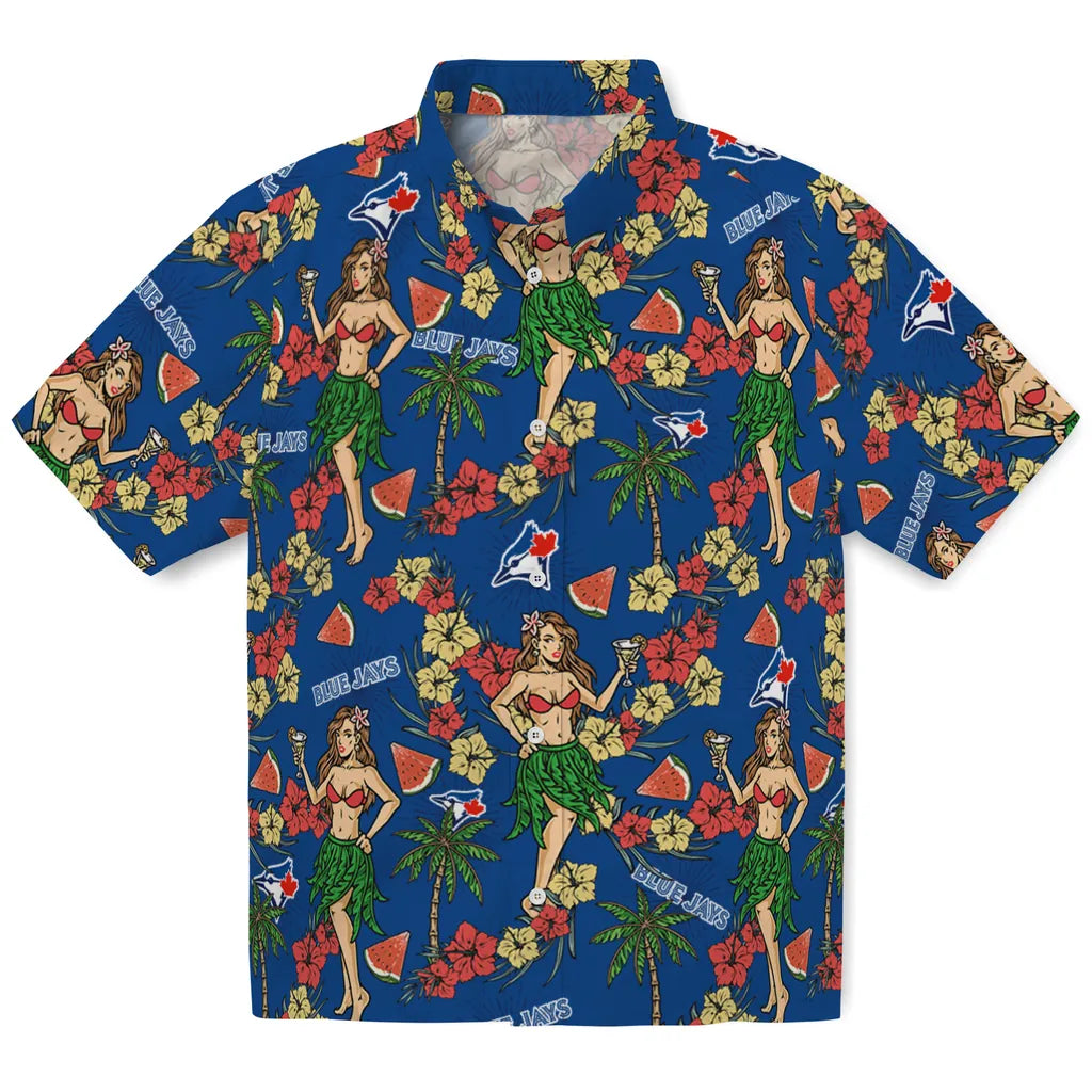 Toronto Blue Jays Hawaiian Shirt - Hawaiian Girls Design | Moonbestprint