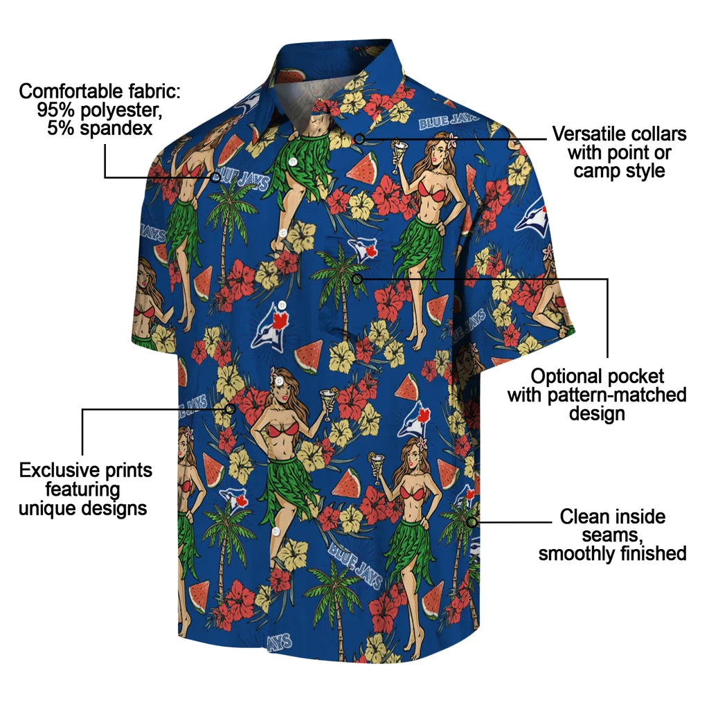 Toronto Blue Jays Hawaiian Shirt - Hawaiian Girls Design | Moonbestprint