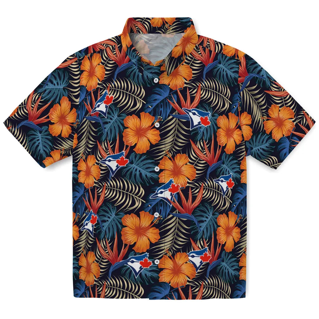 Toronto Blue Jays Hawaiian Shirt - Hibiscus Foliage | Moonbestprint