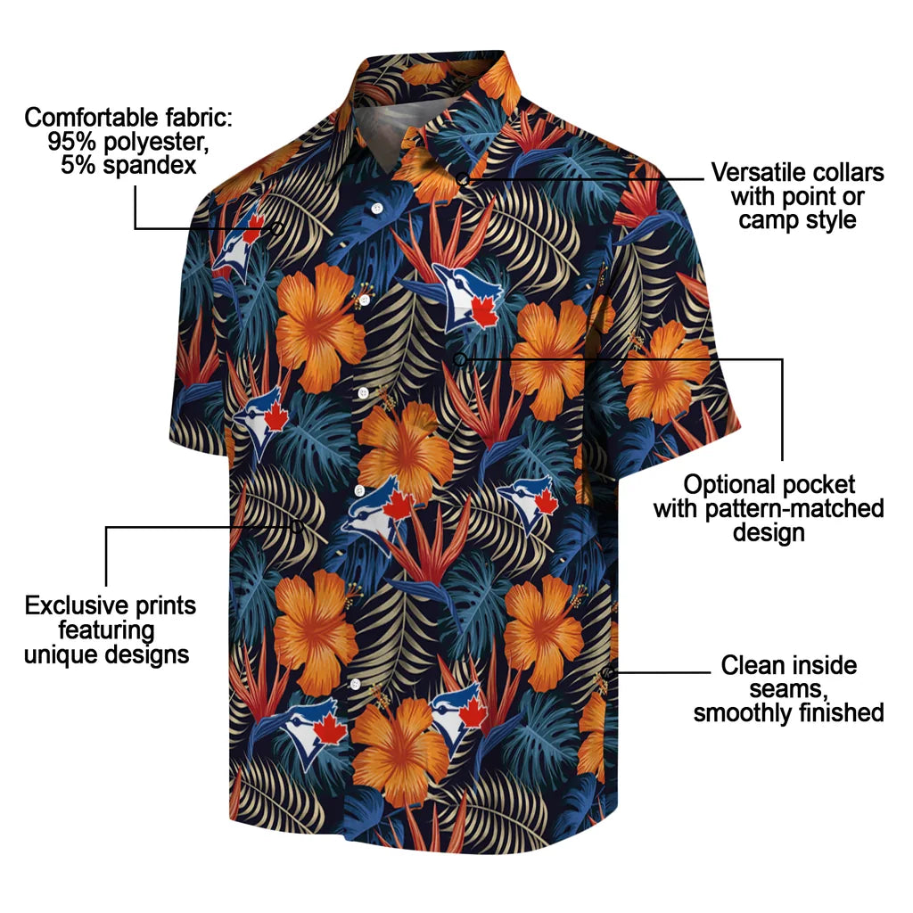 Toronto Blue Jays Hawaiian Shirt - Hibiscus Foliage | Moonbestprint