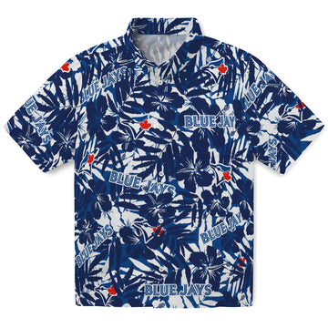 Toronto Blue Jays Hawaiian Shirt - Hibiscus Overlay | Moonbestprint