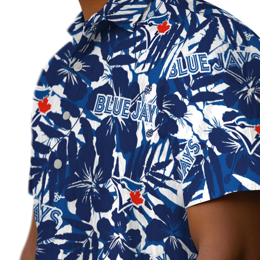 Toronto Blue Jays Hawaiian Shirt - Hibiscus Overlay | Moonbestprint