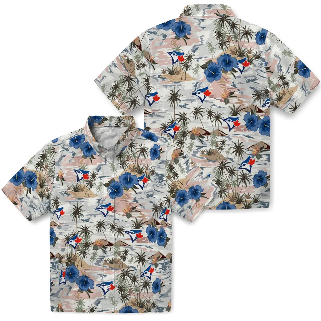 Toronto Blue Jays Hawaiian Shirt - Hibiscus Seaside | Moonbestprint