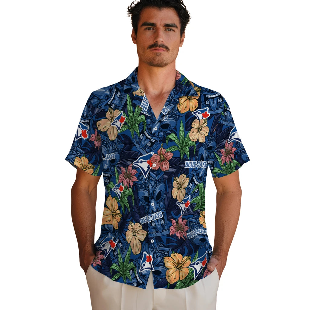 Toronto Blue Jays Hawaiian Shirt - Hibiscus Tiki Jungle | Moonbestprint