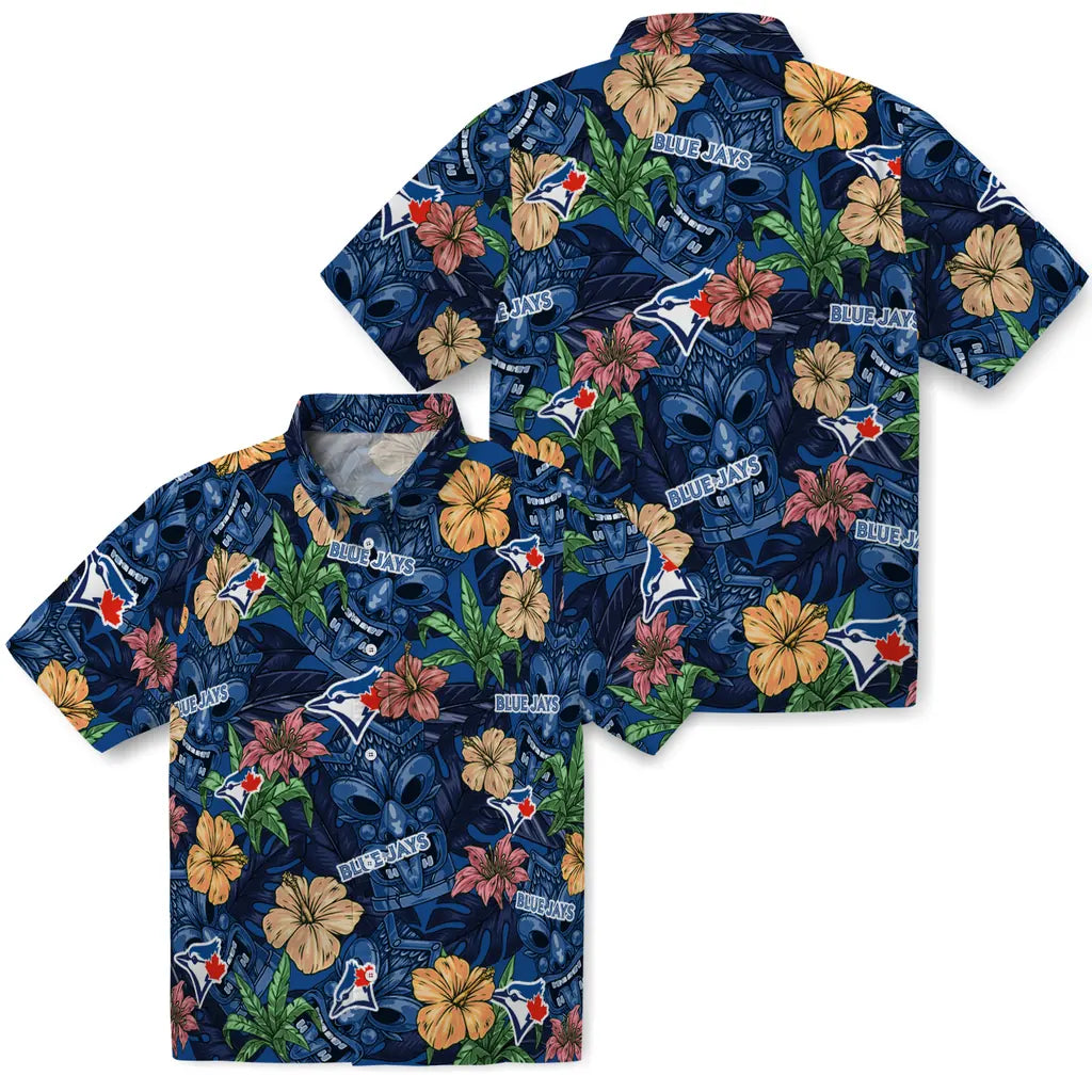 Toronto Blue Jays Hawaiian Shirt - Hibiscus Tiki Jungle | Moonbestprint