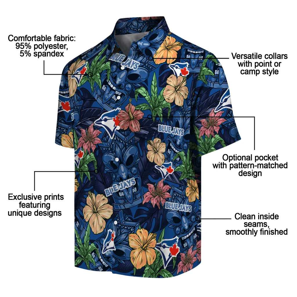 Toronto Blue Jays Hawaiian Shirt - Hibiscus Tiki Jungle | Moonbestprint