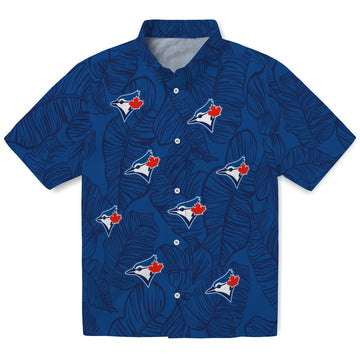 Toronto Blue Jays Hawaiian Shirt - Leaf Outline | Moonbestprint