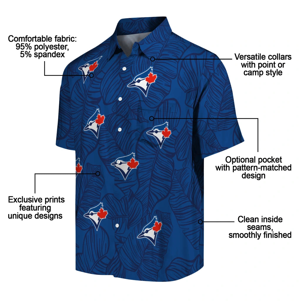 Toronto Blue Jays Hawaiian Shirt - Leaf Outline | Moonbestprint