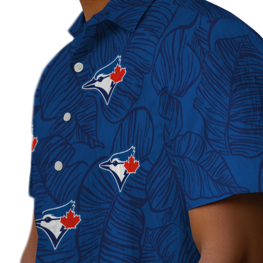 Toronto Blue Jays Hawaiian Shirt - Leaf Outline | Moonbestprint
