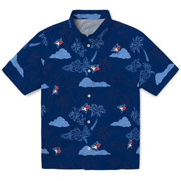 Toronto Blue Jays Hawaiian Shirt - Palm And Clouds | Moonbestprint