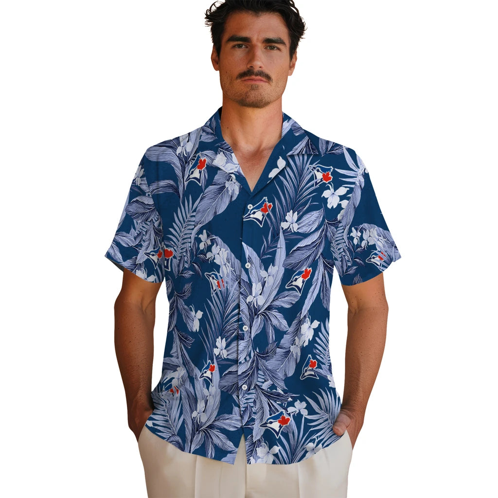Toronto Blue Jays Hawaiian Shirt - Palm Leaves | Moonbestprint