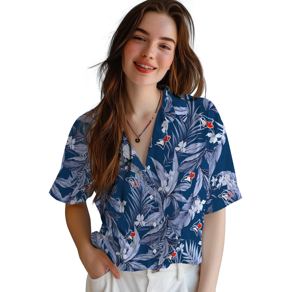 Toronto Blue Jays Hawaiian Shirt - Palm Leaves | Moonbestprint