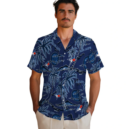 Toronto Blue Jays Hawaiian Shirt - Palm Sunset | Moonbestprint