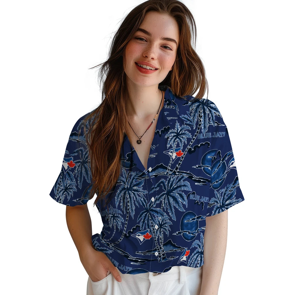 Toronto Blue Jays Hawaiian Shirt - Palm Sunset | Moonbestprint