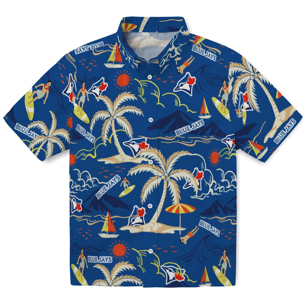 Toronto Blue Jays Hawaiian Shirt - Palm Tree Island | Moonbestprint