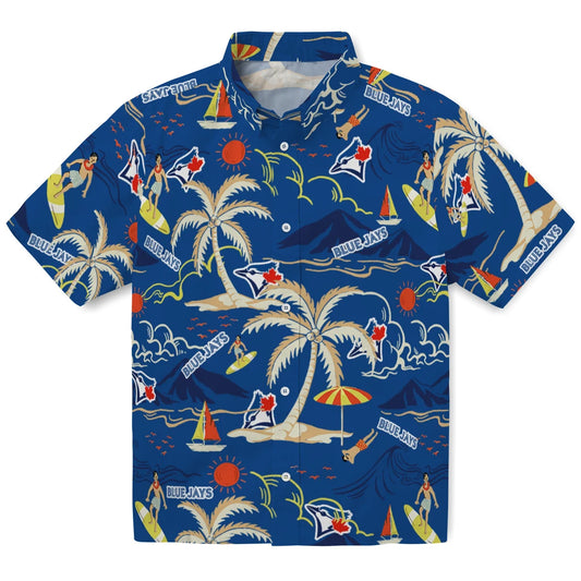 Toronto Blue Jays Hawaiian Shirt - Palm Tree Island | Moonbestprint