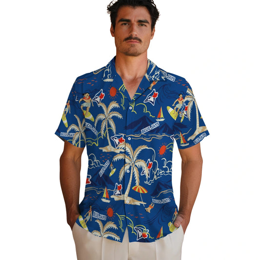 Toronto Blue Jays Hawaiian Shirt - Palm Tree Island | Moonbestprint