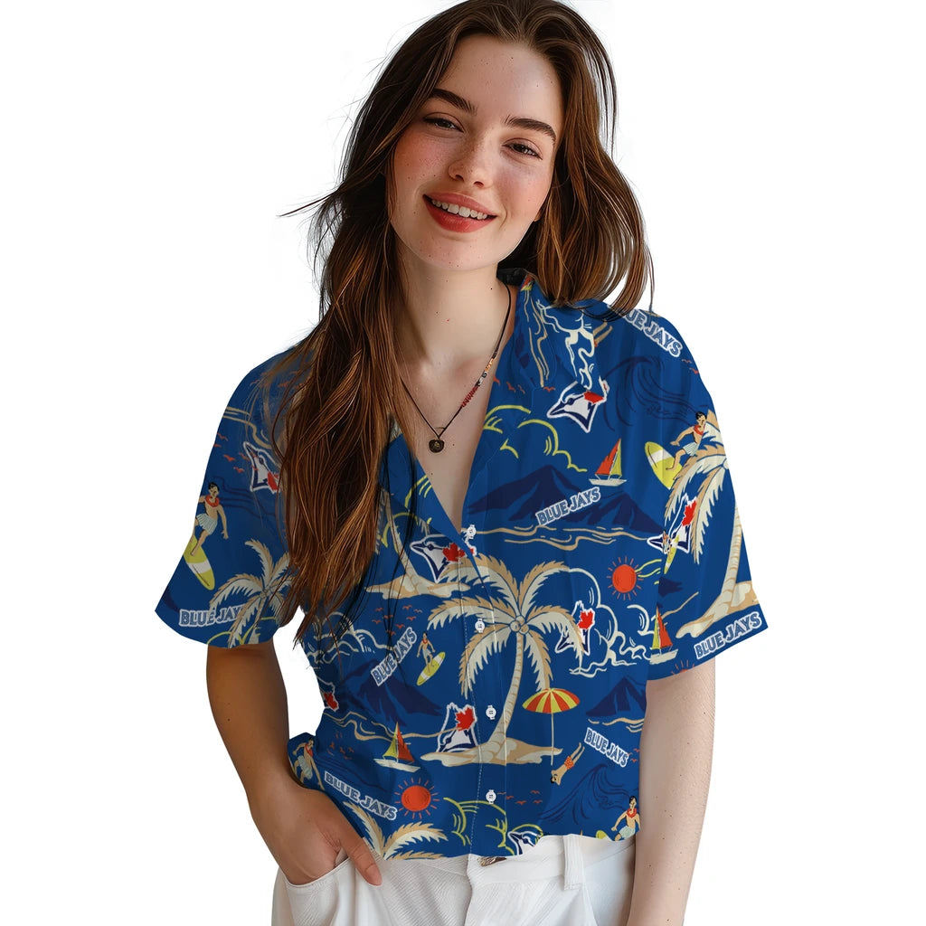 Toronto Blue Jays Hawaiian Shirt - Palm Tree Island | Moonbestprint