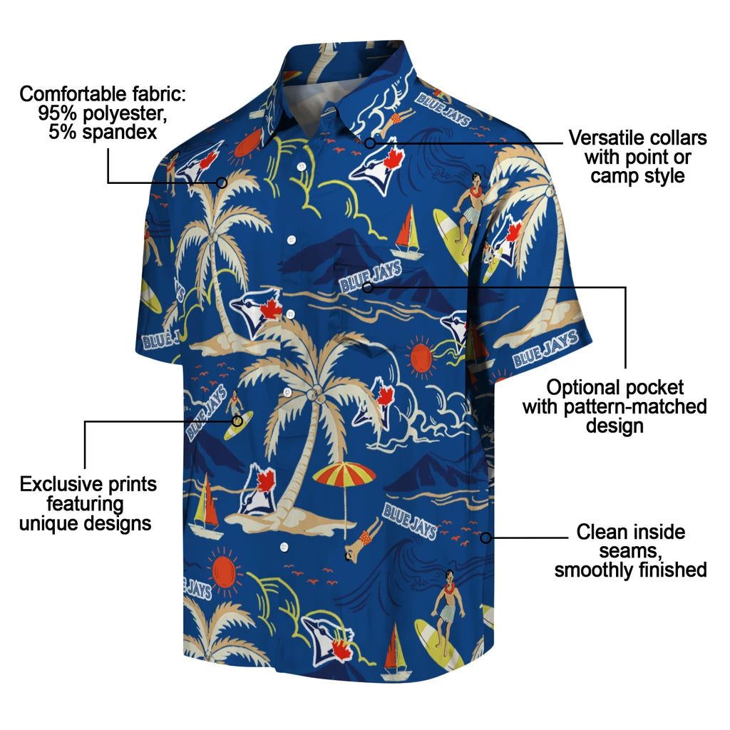 Toronto Blue Jays Hawaiian Shirt - Palm Tree Island | Moonbestprint