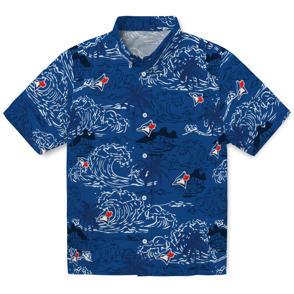 Toronto Blue Jays Hawaiian Shirt - Wave Palm | Moonbestprint