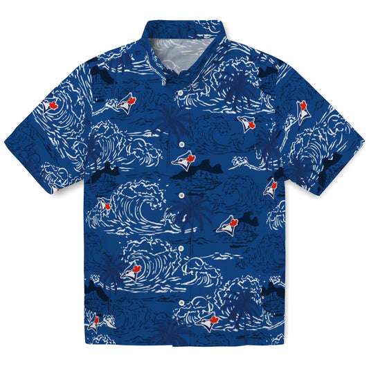 Toronto Blue Jays Hawaiian Shirt - Wave Palm | Moonbestprint