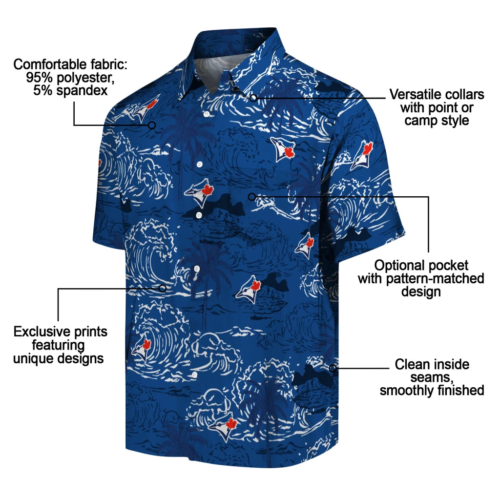 Toronto Blue Jays Hawaiian Shirt - Wave Palm | Moonbestprint