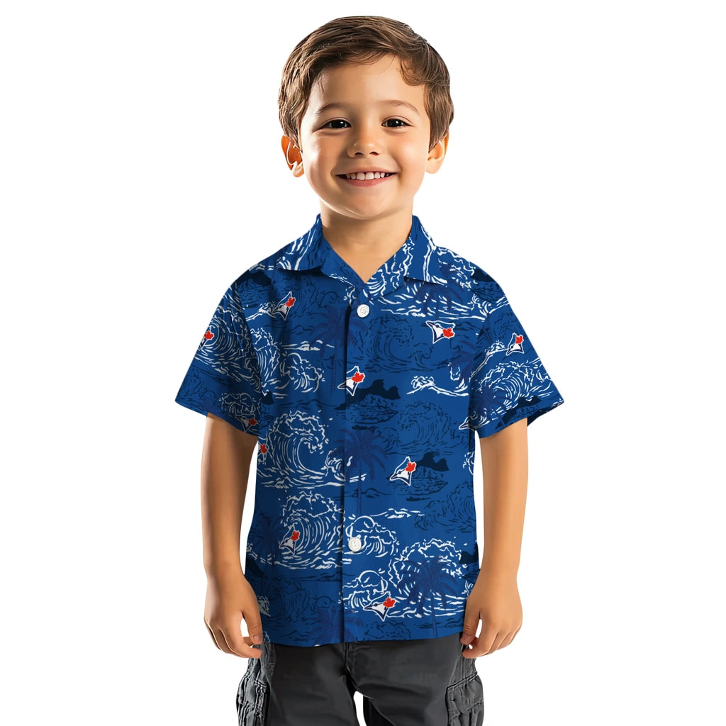 Toronto Blue Jays Hawaiian Shirt - Wave Palm | Moonbestprint