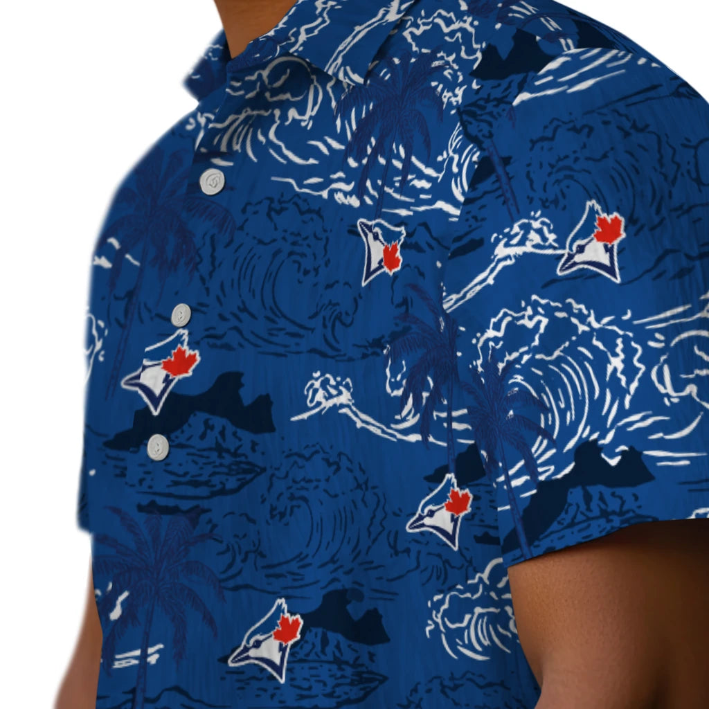 Toronto Blue Jays Hawaiian Shirt - Wave Palm | Moonbestprint
