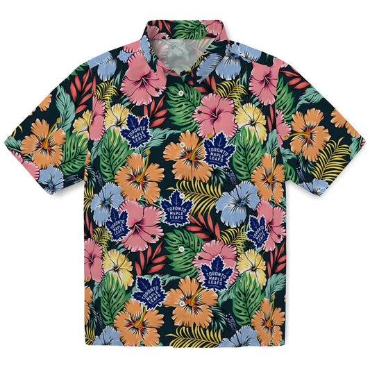 Toronto Maple Leafs Hawaiian Shirt - Brilliant Hibiscus Garden | Moonbestprint