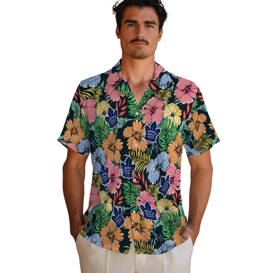 Toronto Maple Leafs Hawaiian Shirt - Brilliant Hibiscus Garden | Moonbestprint