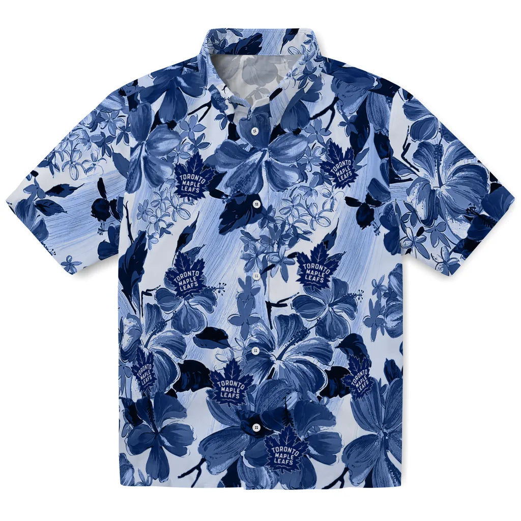 Toronto Maple Leafs Hawaiian Shirt - Hibiscus Arrangement | Moonbestprint