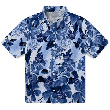 Toronto Maple Leafs Hawaiian Shirt - Hibiscus Arrangement | Moonbestprint