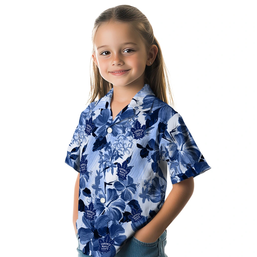 Toronto Maple Leafs Hawaiian Shirt - Hibiscus Arrangement | Moonbestprint
