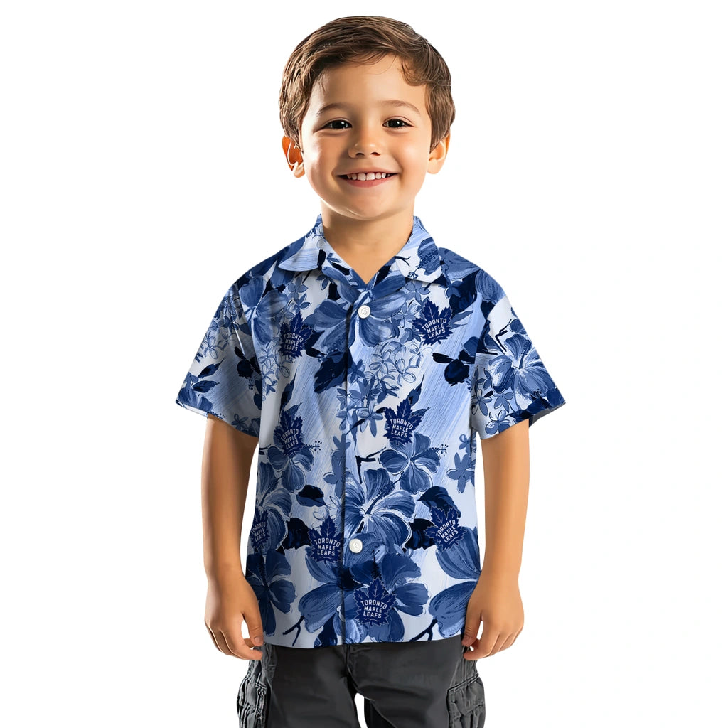 Toronto Maple Leafs Hawaiian Shirt - Hibiscus Arrangement | Moonbestprint