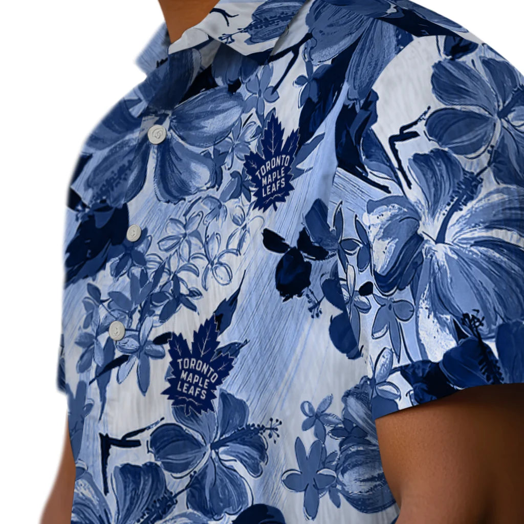 Toronto Maple Leafs Hawaiian Shirt - Hibiscus Arrangement | Moonbestprint