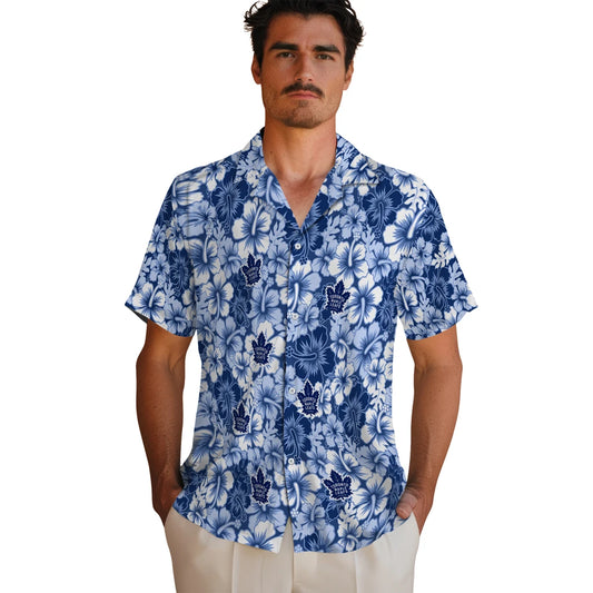 Toronto Maple Leafs Hawaiian Shirt - Hibiscus Blooms | Moonbestprint