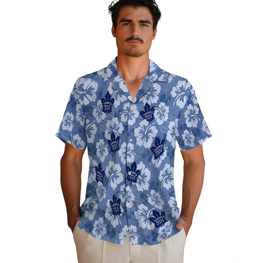 Toronto Maple Leafs Hawaiian Shirt - Hibiscus Cluster | Moonbestprint